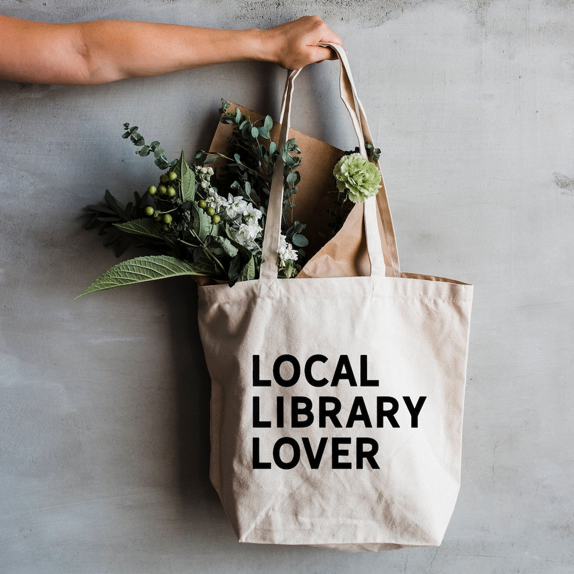 Local Library Lover Tote Bag • Modern Cotton Canvas Tote Bag for Literature Lovers • Eco Conscious Reusable Local Library Bag, Book Design