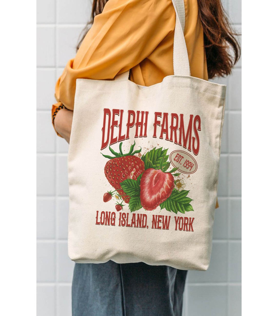 Delphi PJO Tote Bag, Delphi Strawberry Farms Tote Bag, Delphi Strawberry Service, Cottage Core Tote Bag, Blood Chronicles, the Olympians Bag