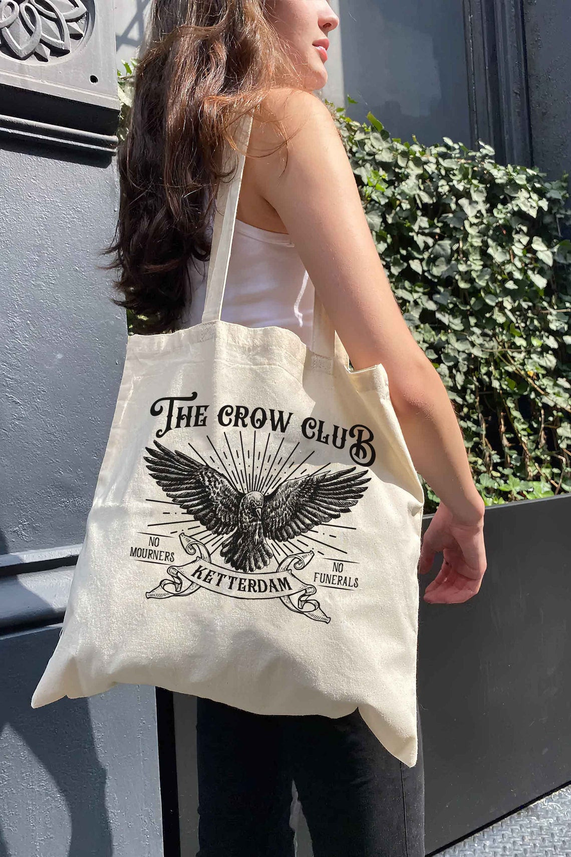 Six of Crows Tote Bag, Ketterdam Crow Club, Kaz Brekker, Inej Tote Bag, No Mourners No Funerals, Nina Jesper Matthias, Six of Crows