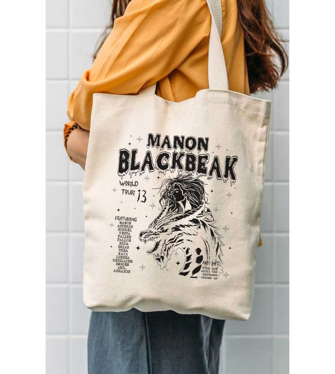 Manon Blackbeak, Throne of Glass Tote Bag, Sarah J Maas Merch, Throne of Glass Merch, Acotar Tote Bag, Bookish, Crescent City, Licensed Sjm