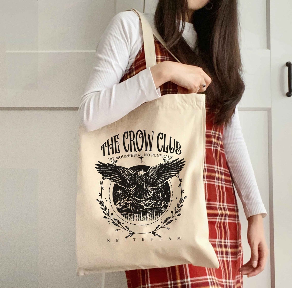 Six of Crows Tote Bag, No Mourners Merch, Ketterdam Crow Club, Kaz Brekker, Inej Tote Bag, Nina Jesper Matthias, No Funerals Quote