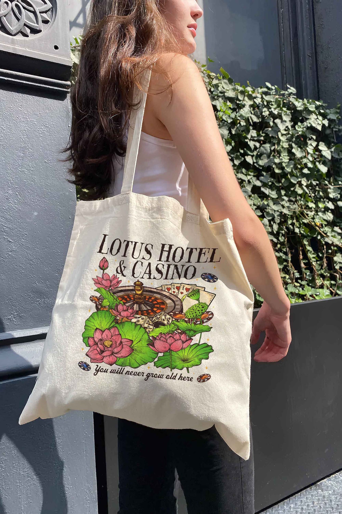 Lotus Hotel & Casino Tote Bag, Percy Jackson and the Olympians Tote Bag, Book Merch Gift for Her, Percy Jackson Tote Bag