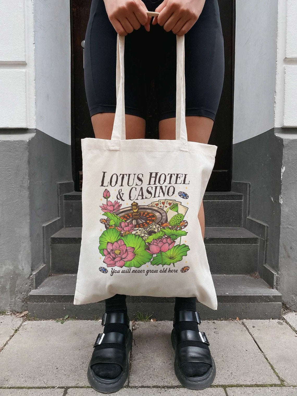 Lotus Hotel & Casino Tote Bag, Percy Jackson and the Olympians Tote Bag, Book Merch Gift for Her, Percy Jackson Tote Bag