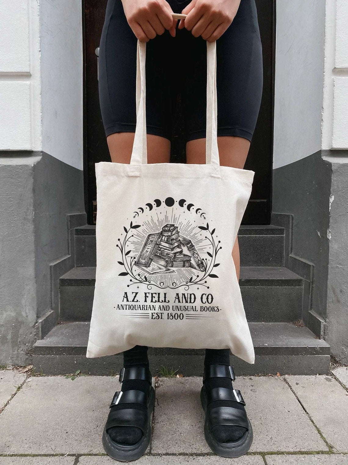 A.Z FELL & Co Antiquities and Unusual Books Tote Bag, Good Omens Tote Bag, AZFELL Tote Bag, AZFELL Tote Bag