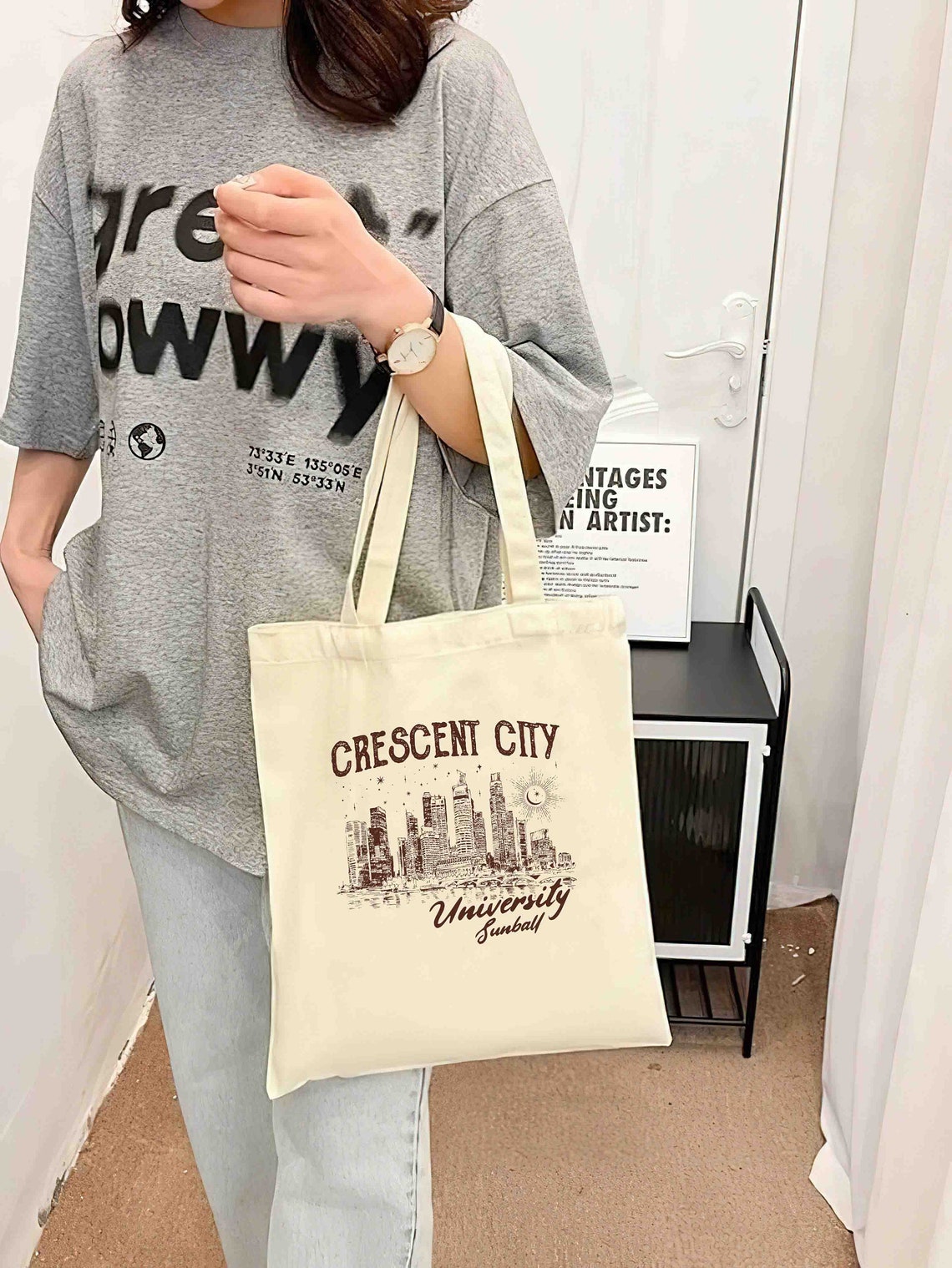 Crescent City University Tote Bag, Official Sarah J. Maas Merch, Gift for Book Lovers