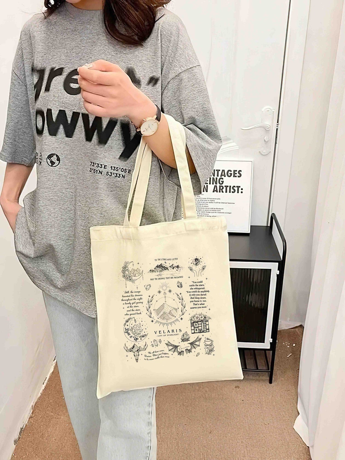 Velaris Tote Bag, ACOTAR Tote Bag, Acotar Merch, Night Court, City of Starlight, Sarah J Mass House of Wind, Prythian, A Court of Thorns