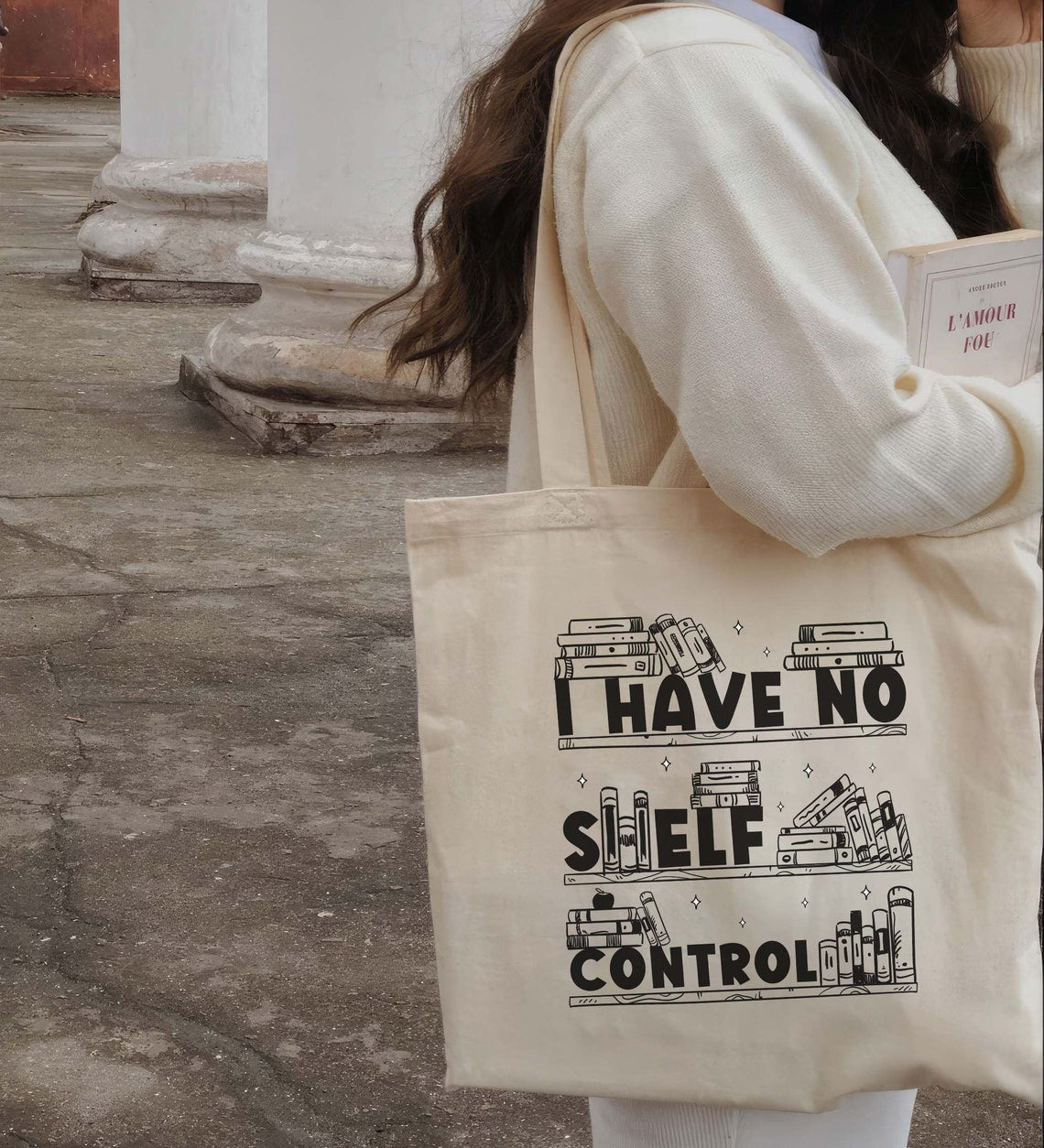 I Have No Shelf Control Tote Bag, Abibliophobia Tote Bag, Bookish Gift, Book Lover Gift, Book Tote Bag, Book Lover Tote Bag, Bookworm Bag