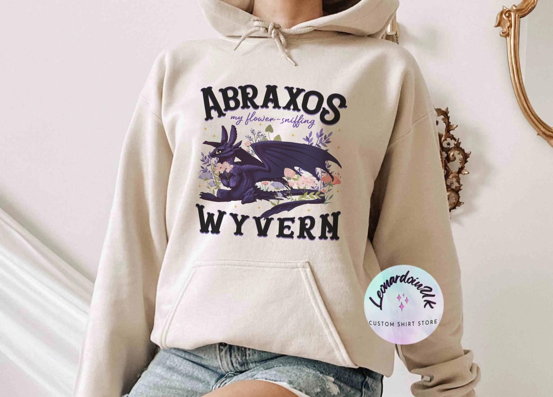 Abraxos Throne of Glass Hoodie, Flower Sniffing Wyvern, Sarah J Maas, Abraxos Shirt