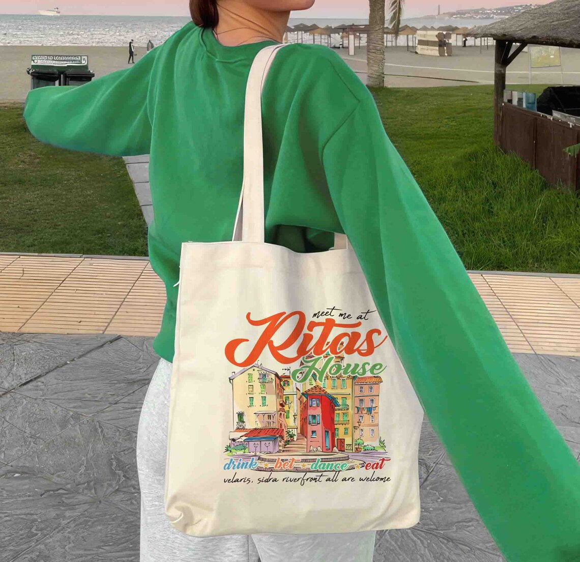 Rita's Bar Acotar Tote Bag, Velaris Night Court Licensed SJM Merch SJM Universe Feyre Nesta Cassian Rhysand Morrigan Merch, ACOTAR