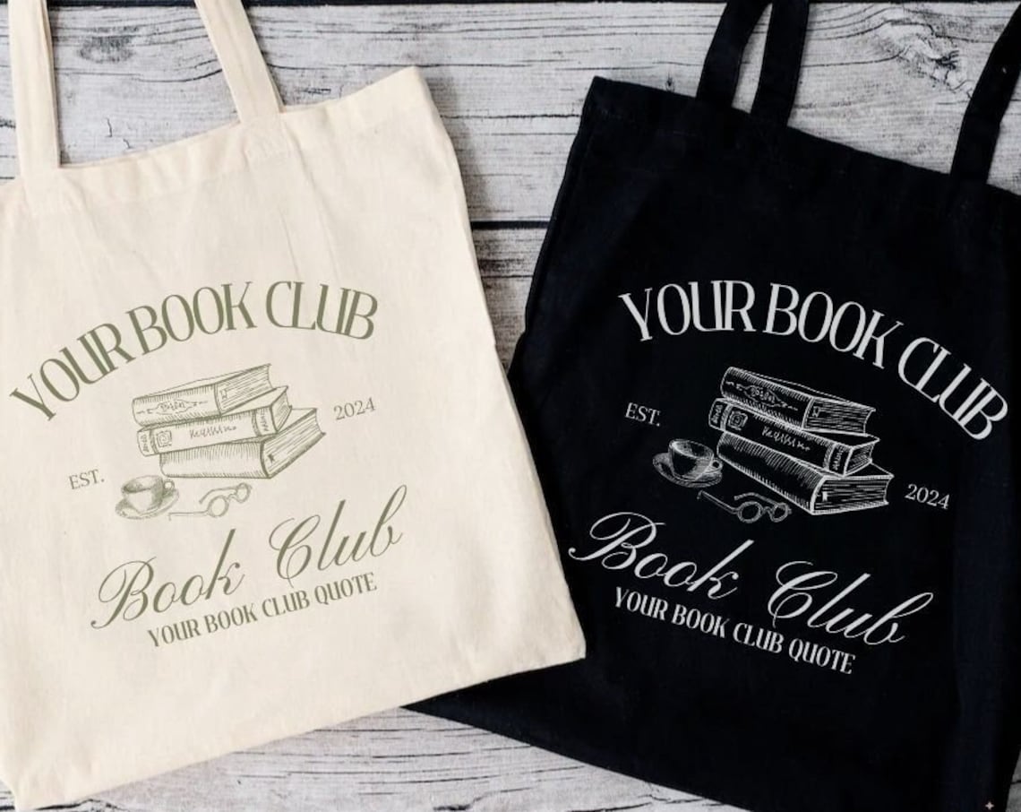 Custom Book Club Tote Bag, Custom Book Tote, Book Club Canvas Bag, Reading Club Bag, Custom Name Book Club, Bookish Tote, Librarian Tote