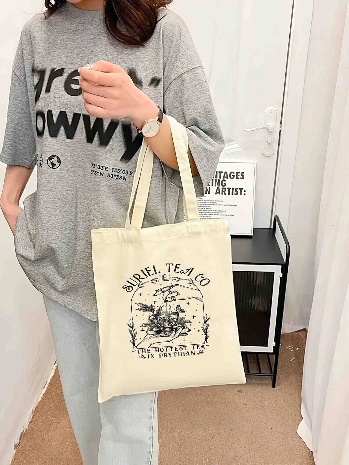 Suriel Tea Co Tote Bag, Acotar Bag, Bookish Bag, Sarah J Maas, A Court of Thorns and Roses, Suriel Tea Co, Acotar