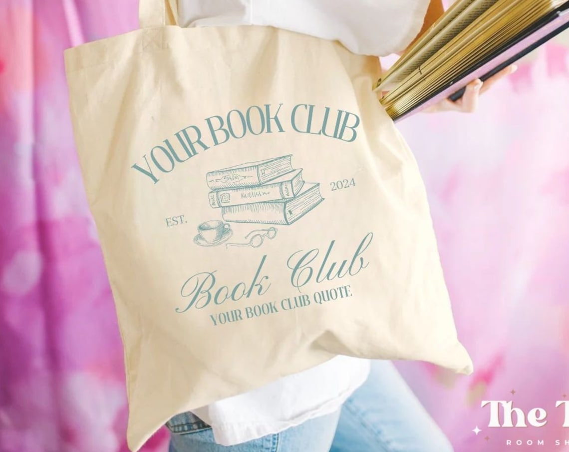 Custom Book Club Tote Bag, Custom Book Tote, Book Club Canvas Bag, Reading Club Bag, Custom Name Book Club, Bookish Tote, Librarian Tote