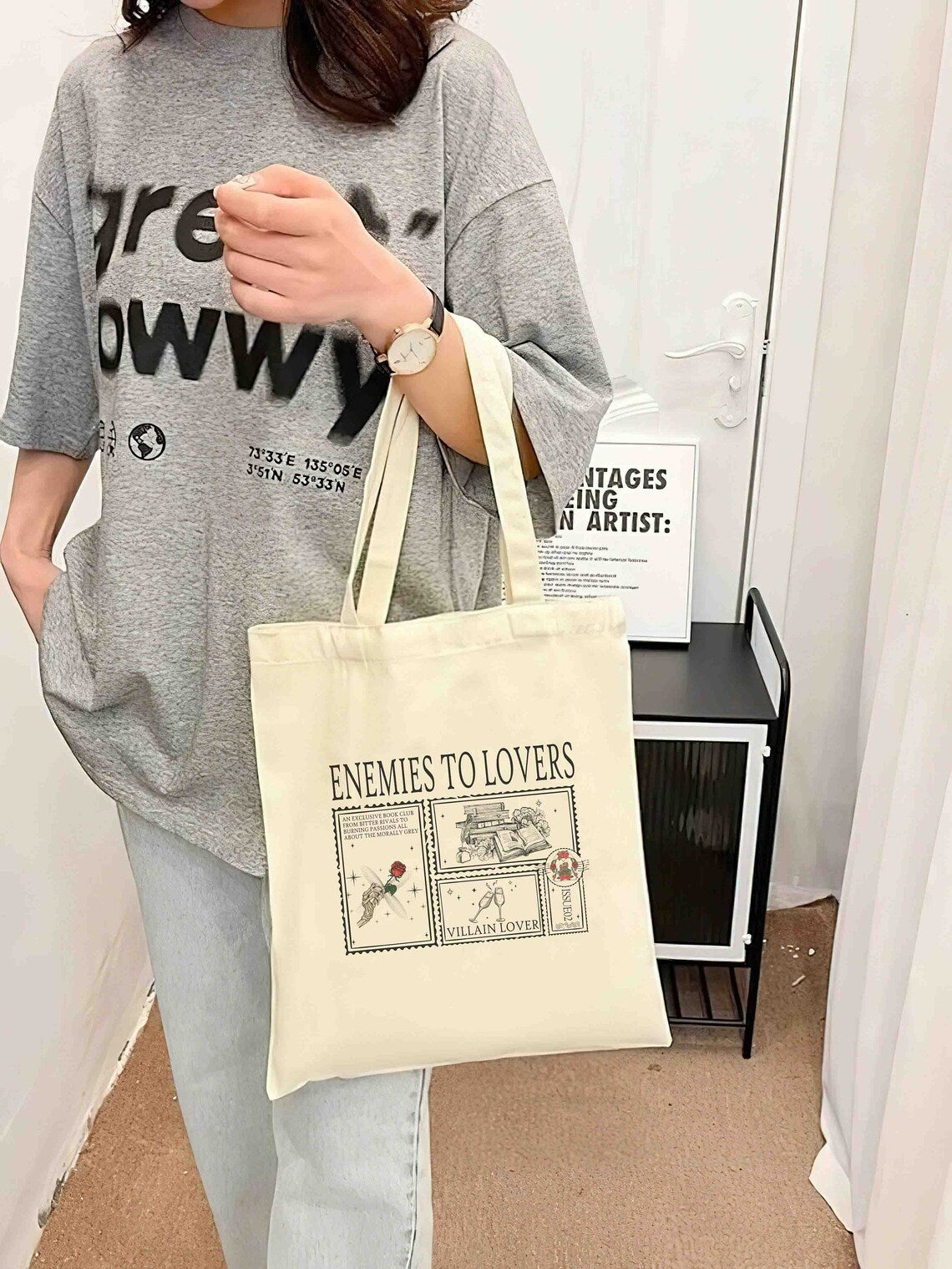 Enemies to Lovers Tote Bag, Morally Grey Tote Bag, Romantasy Tote Bag, Retro Reader Tote Bag, Hot Girls Read Spicy Booktok Merch