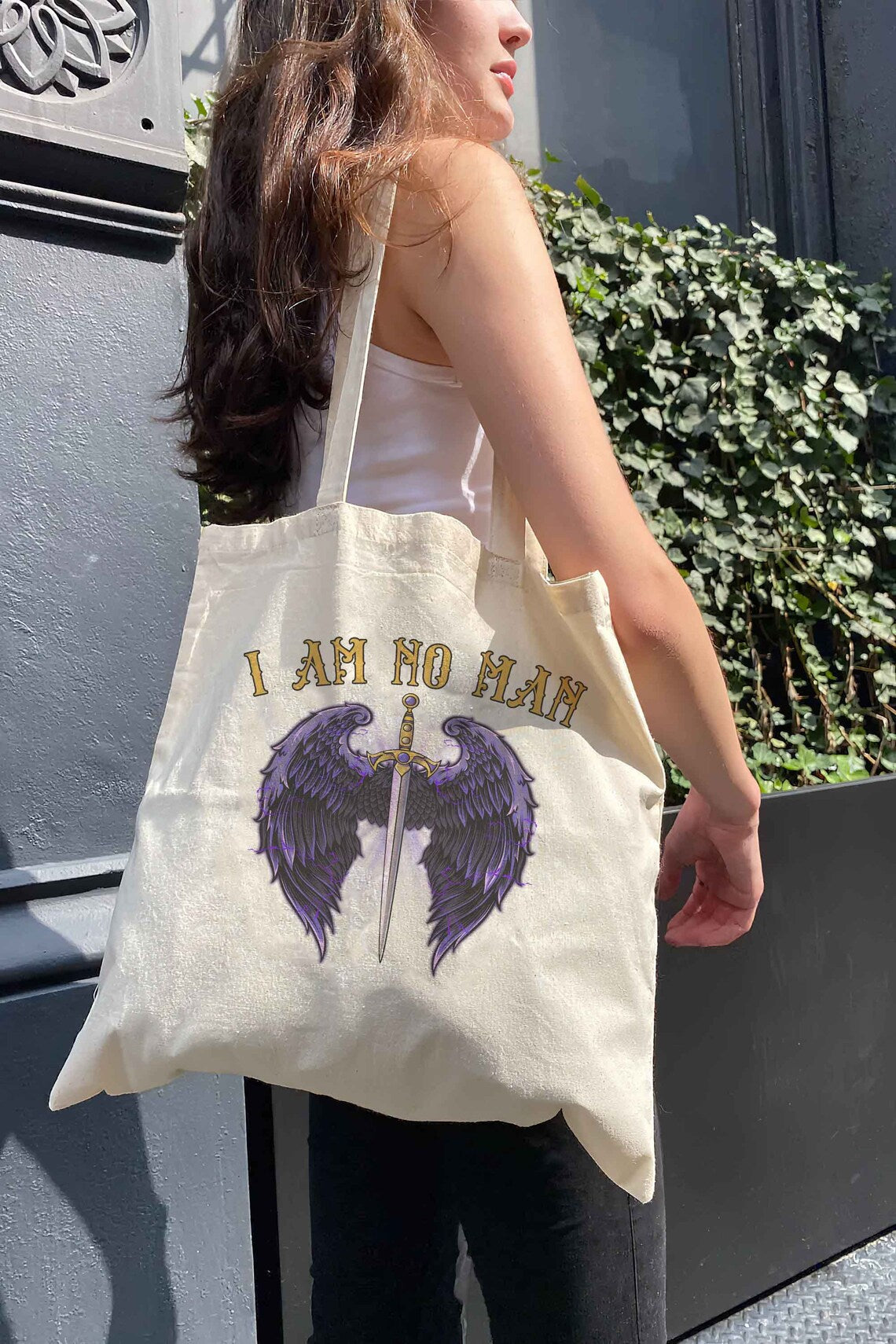 I Am No Man Tote Bag, Bookish Gift for Her, Fantasy Book Tote Bag, Feminist Literature Tote Bag