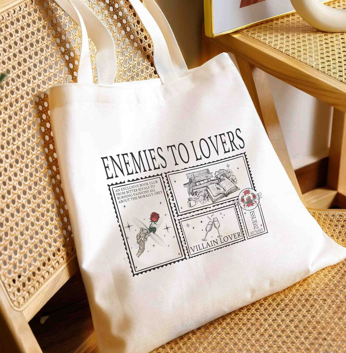 Enemies to Lovers Tote Bag, Morally Grey Tote Bag, Romantasy Tote Bag, Retro Reader Tote Bag, Hot Girls Read Spicy Booktok Merch