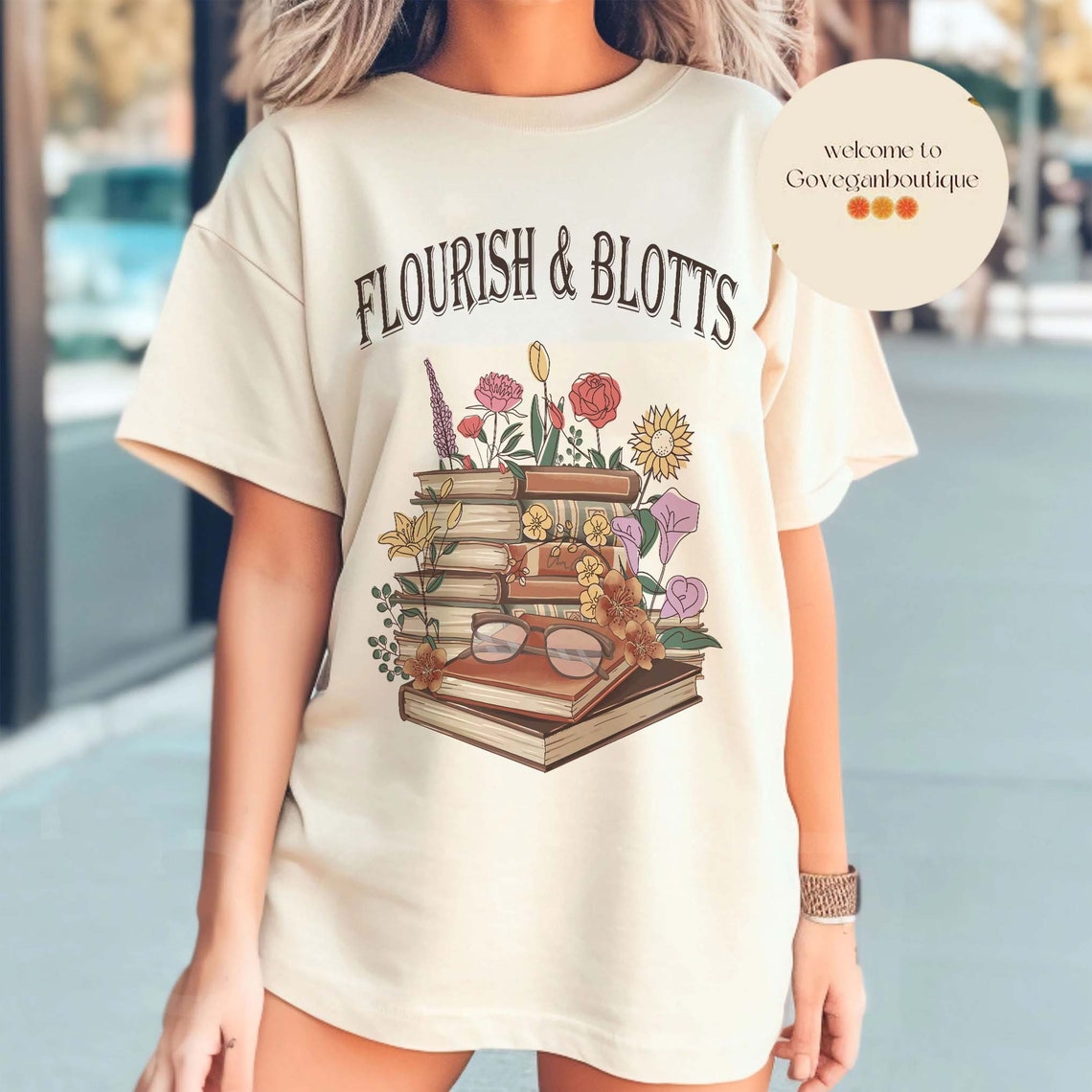 Flourish & Blotts Book Comfort Colors Shirt, Bookish Shirt