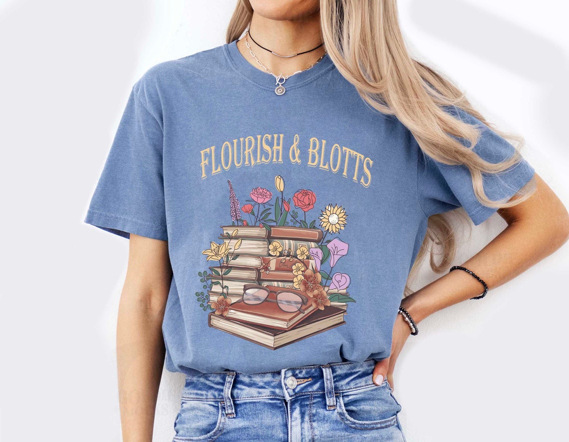 Flourish & Blotts Book Comfort Colors Shirt, Bookish Shirt