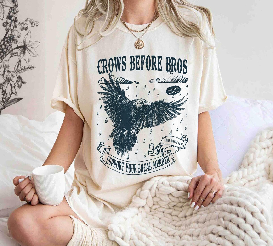 Crows Before Bros Shirt, Funny Halloween Tshirt, Vintage Crow Shirt, Dark Academia