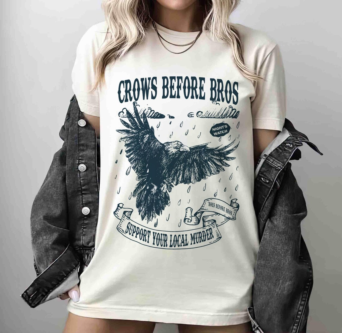 Crows Before Bros Shirt, Funny Halloween Tshirt, Vintage Crow Shirt, Dark Academia