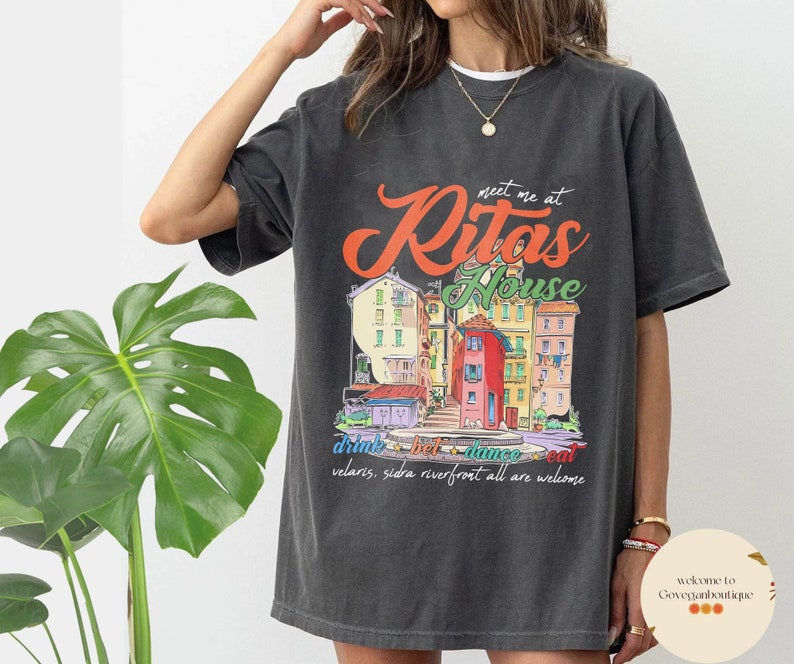Rita's Bar Acotar Comfort Color shirt, Velaris Night Court Licensed SJM Merch SJM Universe Feyre Nesta Cassian Rhysand Morrigan Merch
