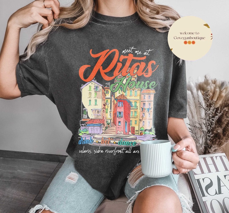 Rita's Bar Acotar Comfort Color shirt, Velaris Night Court Licensed SJM Merch SJM Universe Feyre Nesta Cassian Rhysand Morrigan Merch