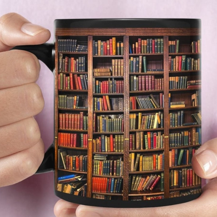 Books Coffee Mugs, Library Gifts, Book Vintage Bookshelves, Book Lovers Mug, Librarian Coffee Mug, Teacher Gift, Gift For Her, Gift For Mom