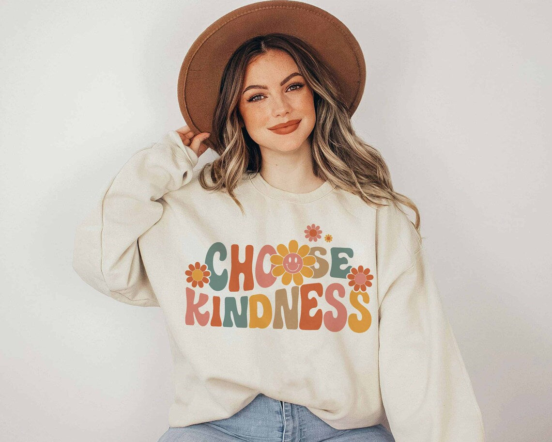 Choose Kindness Shirt, Kindness Sweatshirt, Be Kind Hoodie, Choose Kindness, Smiley Face Shirt, ,boho Rainbow Shirt, Kind Tee, Positiveshirt