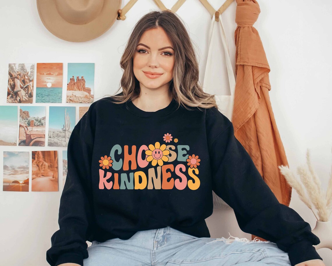 Choose Kindness Shirt, Kindness Sweatshirt, Be Kind Hoodie, Choose Kindness, Smiley Face Shirt, ,boho Rainbow Shirt, Kind Tee, Positiveshirt