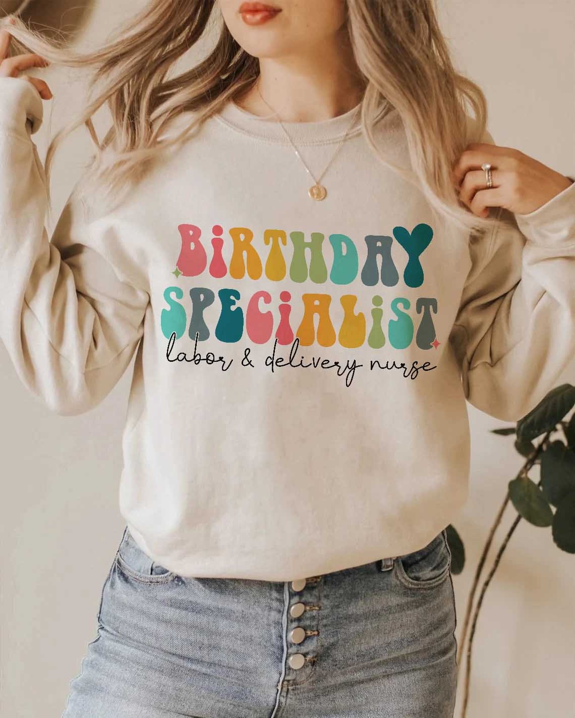 Labor and Delivery Nurse Sweatshirt, Birthday Specialist RN Shirt, L&D Nurse Hoodie, Gift for Nurse, Cute Nursing Graduation Gift, RN Gift