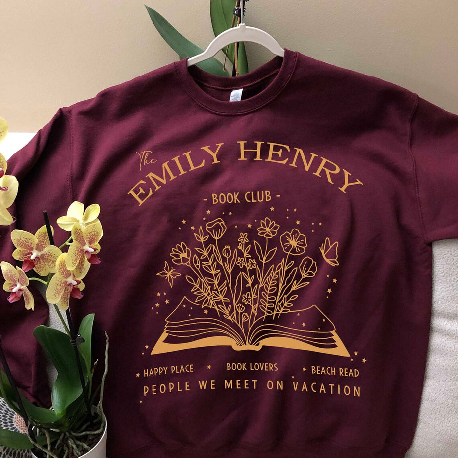 Emily Henry Inspired Bookish Sweatshirt, Book Lovers, People We Meet on Vacation, Beach Read, Happy Place, Book Club