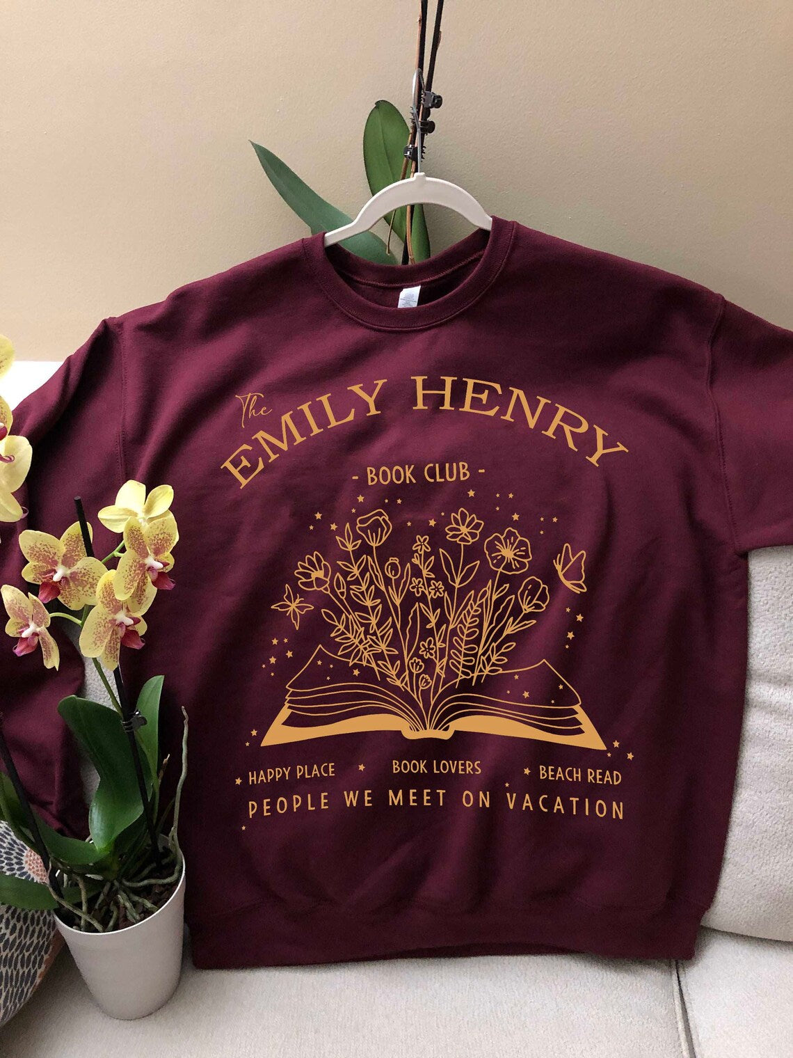 Emily Henry Inspired Bookish Sweatshirt, Book Lovers, People We Meet on Vacation, Beach Read, Happy Place, Book Club