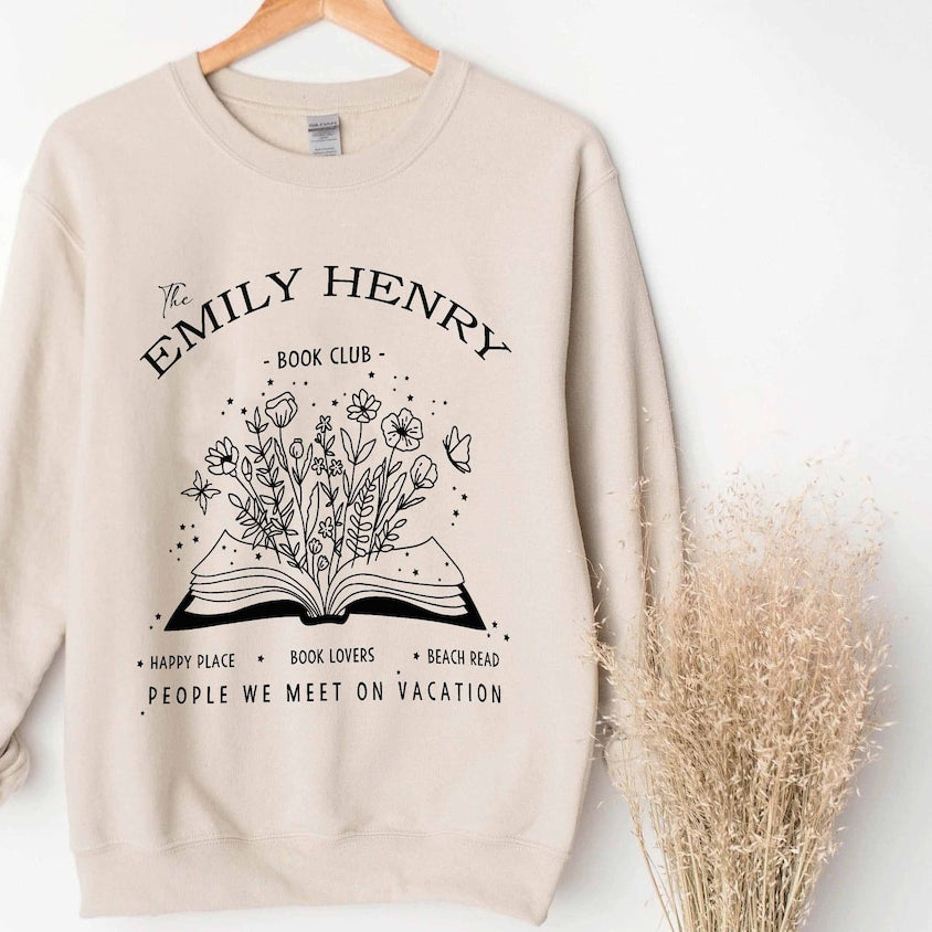 Emily Henry Inspired Bookish Sweatshirt, Book Lovers, People We Meet on Vacation, Beach Read, Happy Place, Book Club