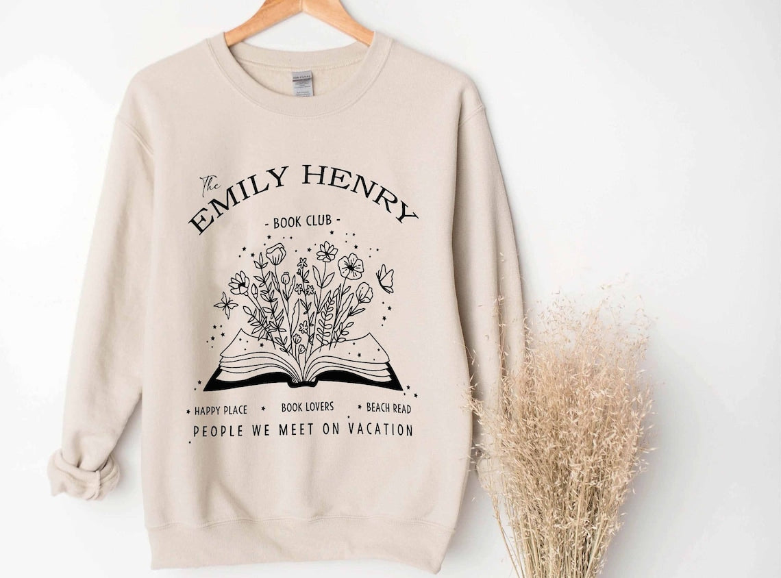 Emily Henry Inspired Bookish Sweatshirt, Book Lovers, People We Meet on Vacation, Beach Read, Happy Place, Book Club