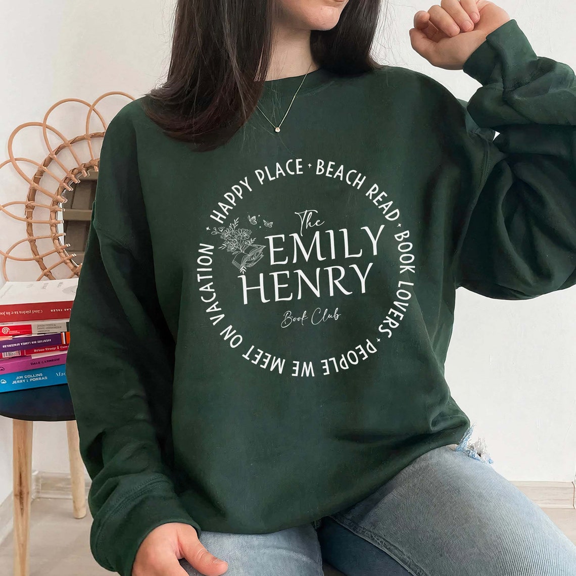 Emily Henry Sweashirt, Book Lovers, People We Meet on Vacation, Beach Read, Happy Place, Book Club