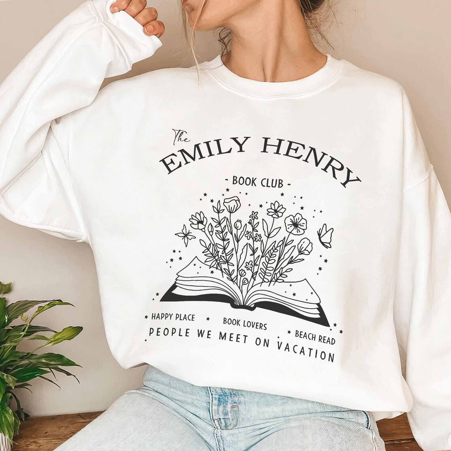 Emily Henry Inspired Bookish Sweatshirt, Book Lovers, People We Meet on Vacation, Beach Read, Happy Place, Book Club