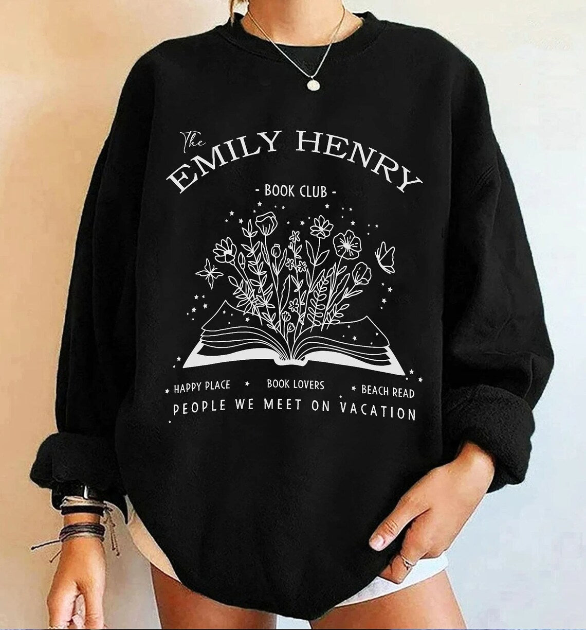 Emily Henry Inspired Bookish Sweatshirt, Book Lovers, People We Meet on Vacation, Beach Read, Happy Place, Book Club