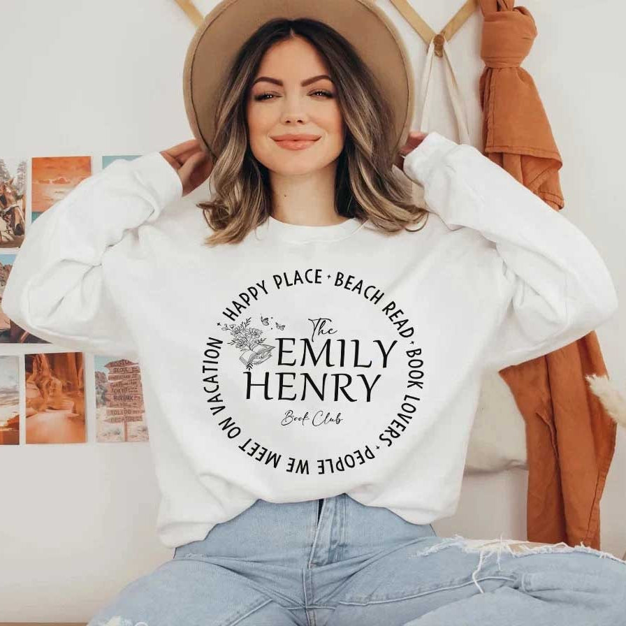 Emily Henry Sweashirt, Book Lovers, People We Meet on Vacation, Beach Read, Happy Place, Book Club