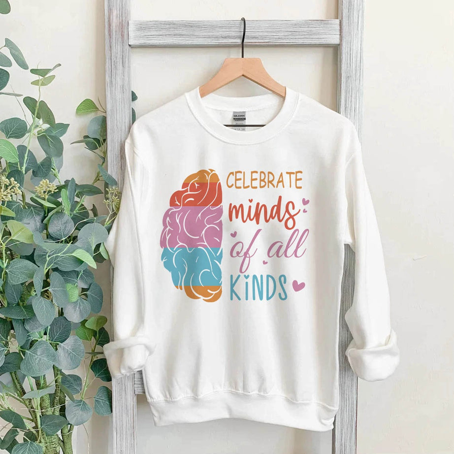 Celebrate Minds of All Kinds Sweatshirt, Autism Shirt, Neurodiversity Shirt, Autism Awareness, Neurodivergent, ADHD ,inclusion Shirt