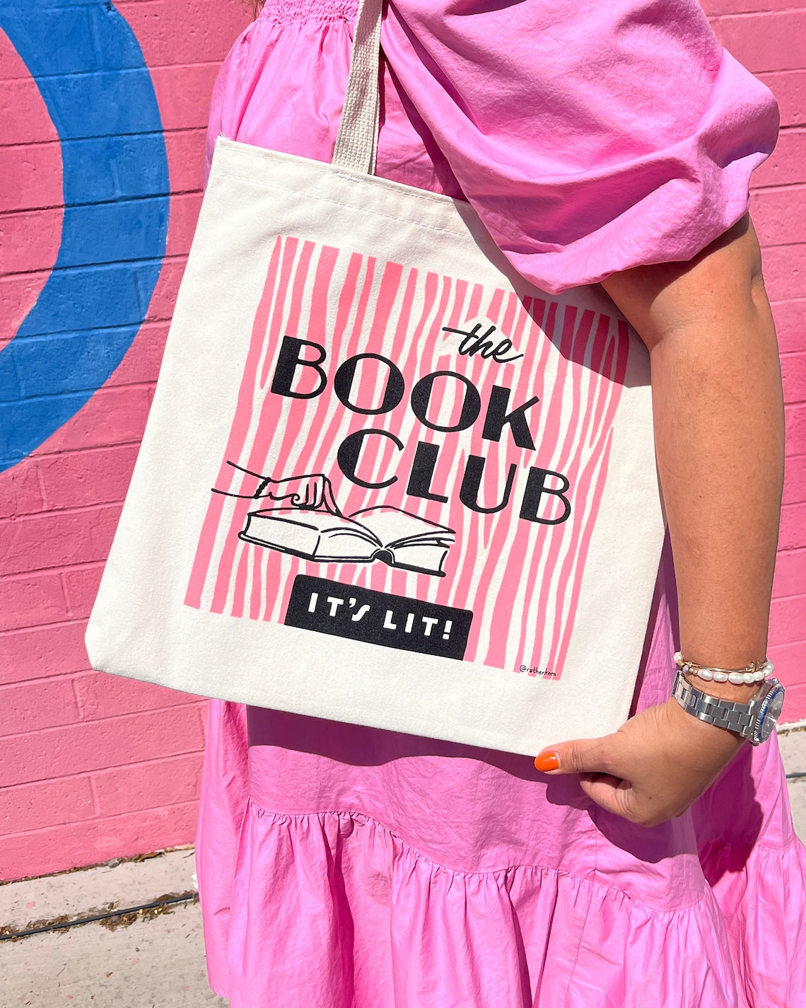 The Book Club: It's Lit! screen printed tote bag - bookish gift - gift for book lovers - book bag - bookish tote - rather keen tote