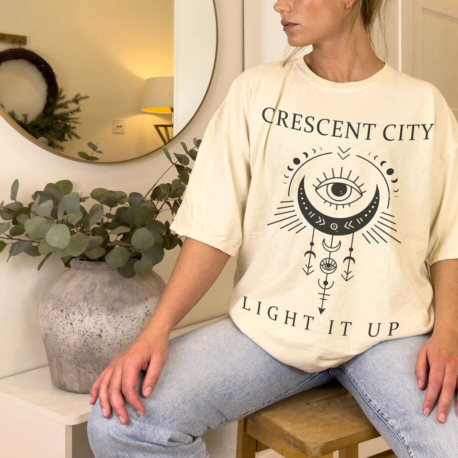 Comfort Colors Crescent City, Minimal Bookish Merch, Light It Up, Bryce Quinlan, Book Lover, Sarah J Maas Shirt