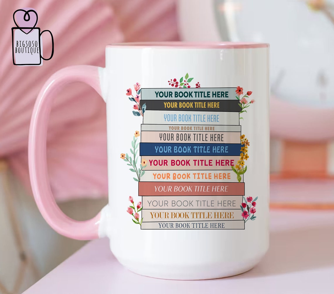 Custom Favorites Bookshelf Mug, Custom Book Art Mug, Librarian Mug, Custom Reader Shirt, Book Lover Gift