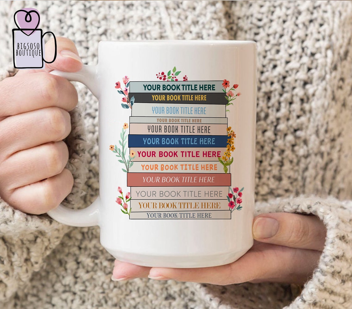 Custom Favorites Bookshelf Mug, Custom Book Art Mug, Librarian Mug, Custom Reader Shirt, Book Lover Gift