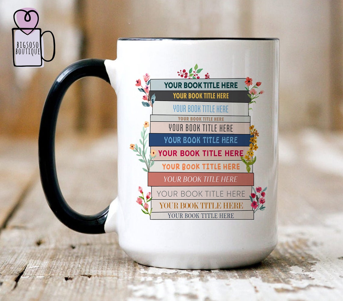 Custom Favorites Bookshelf Mug, Custom Book Art Mug, Librarian Mug, Custom Reader Shirt, Book Lover Gift