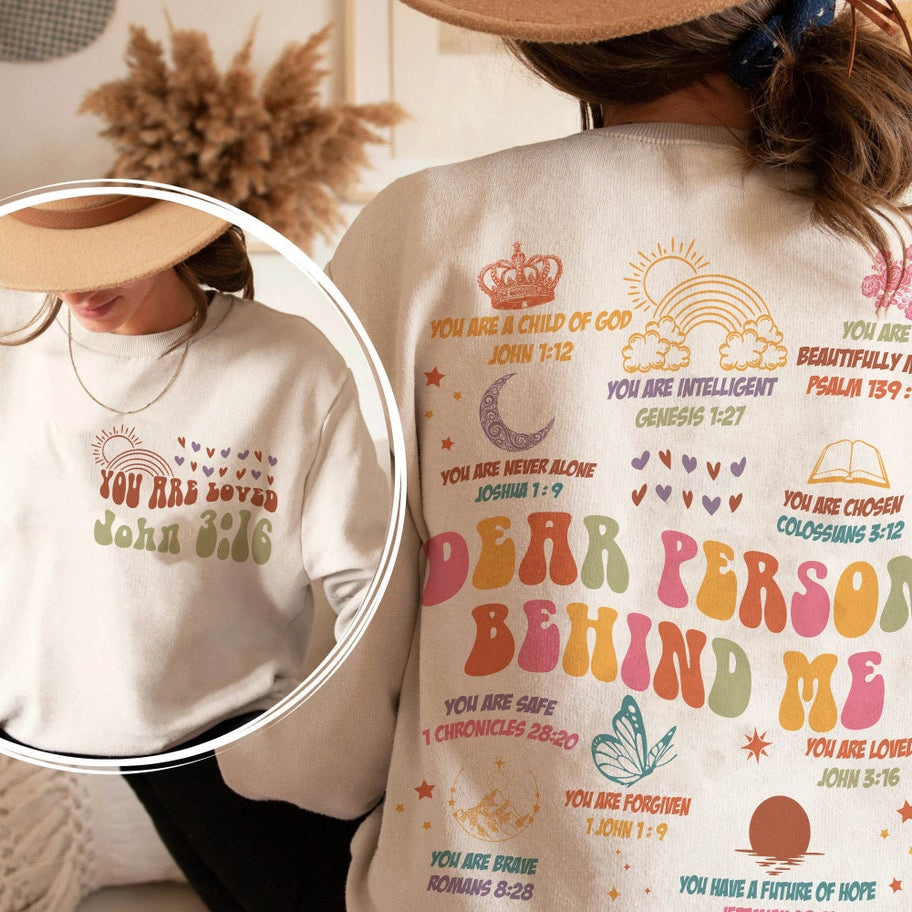 Positive Aesthetic Oversized Dear Person Behind Me Mental Health Comfort Color Shirt Christian Bible Verse Streetwear Tshirt Gift Girlfriend