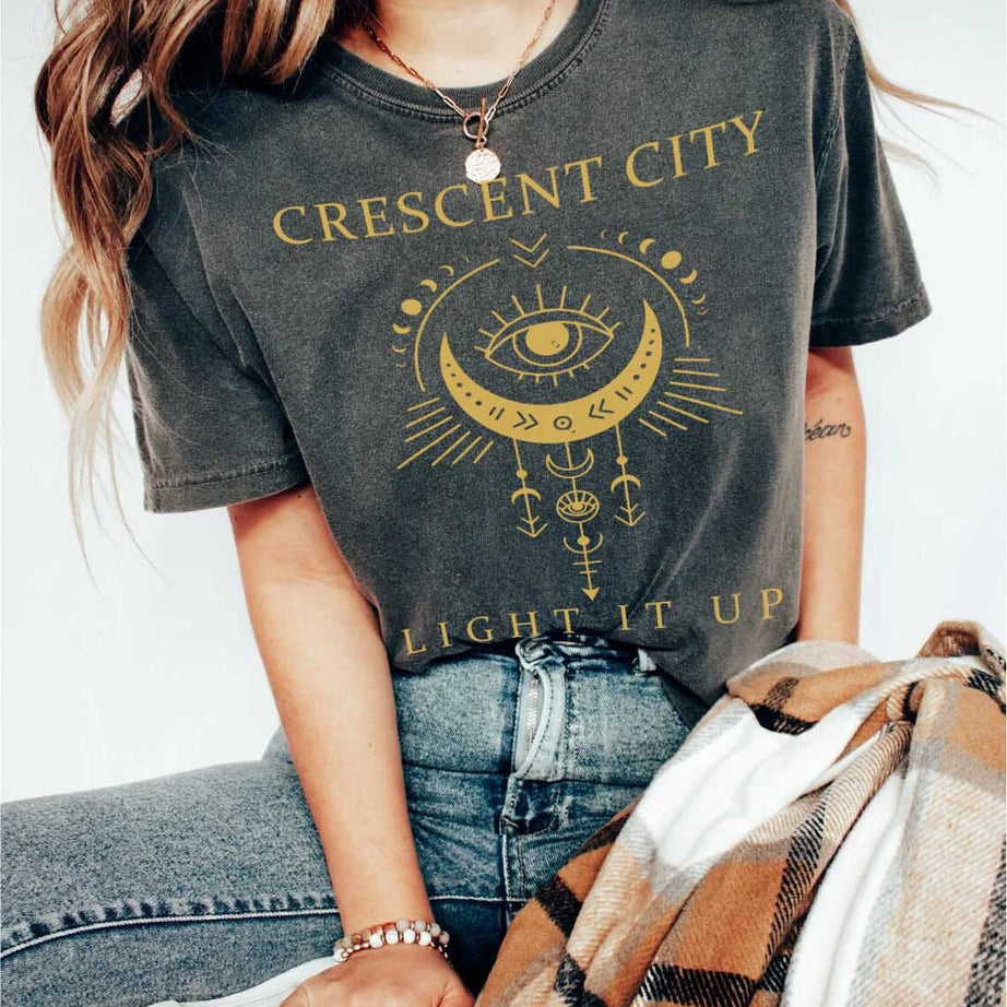 Comfort Colors Crescent City, Minimal Bookish Merch, Light It Up, Bryce Quinlan, Book Lover, Sarah J Maas Shirt