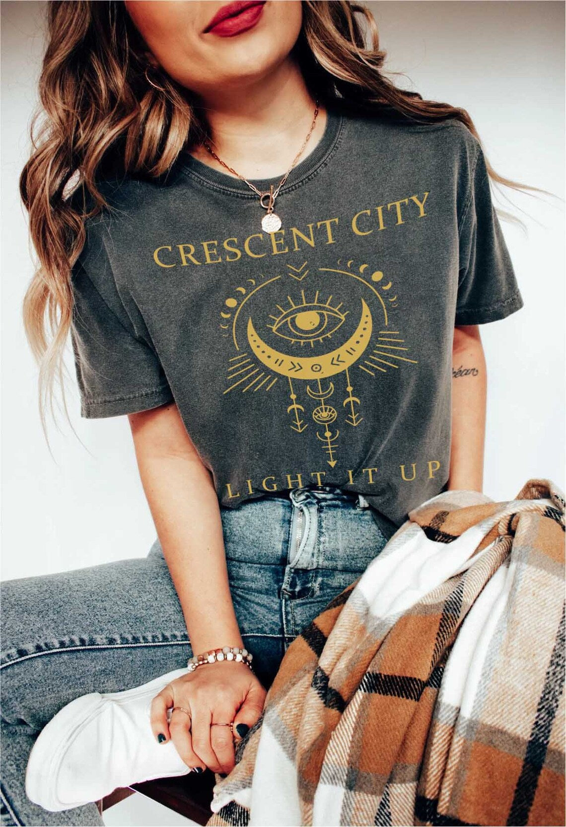 Comfort Colors Crescent City, Minimal Bookish Merch, Light It Up, Bryce Quinlan, Book Lover, Sarah J Maas Shirt