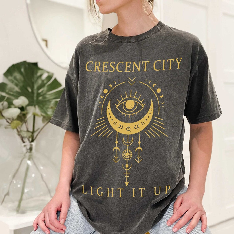 Comfort Colors Crescent City, Minimal Bookish Merch, Light It Up, Bryce Quinlan, Book Lover, Sarah J Maas Shirt
