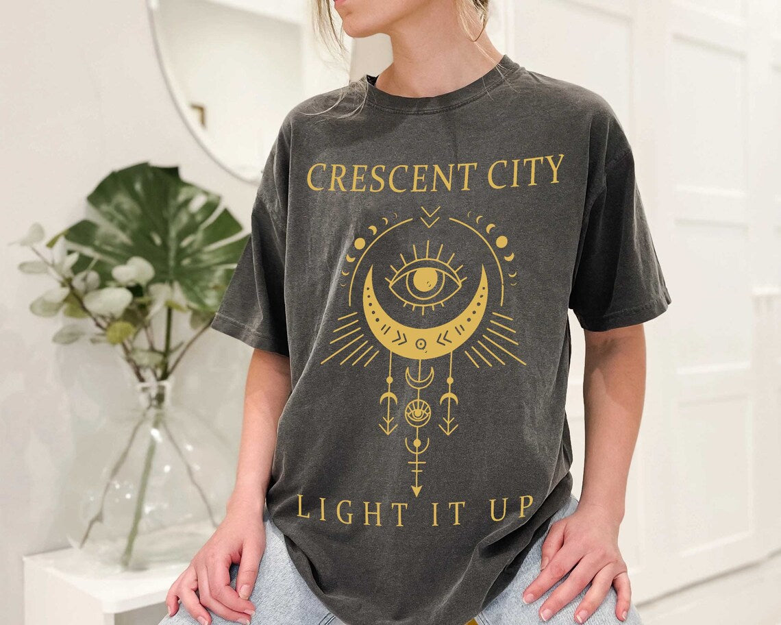 Comfort Colors Crescent City, Minimal Bookish Merch, Light It Up, Bryce Quinlan, Book Lover, Sarah J Maas Shirt