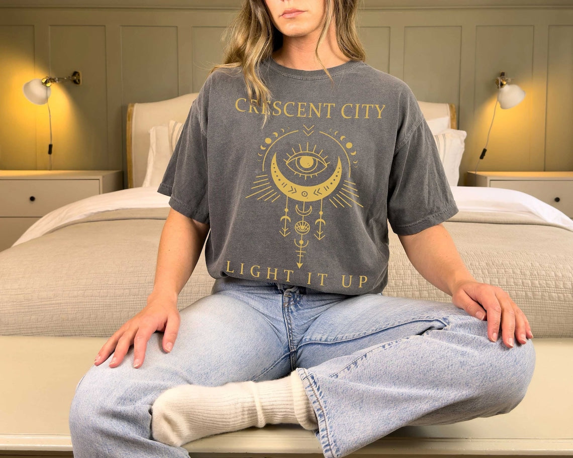 Comfort Colors Crescent City, Minimal Bookish Merch, Light It Up, Bryce Quinlan, Book Lover, Sarah J Maas Shirt