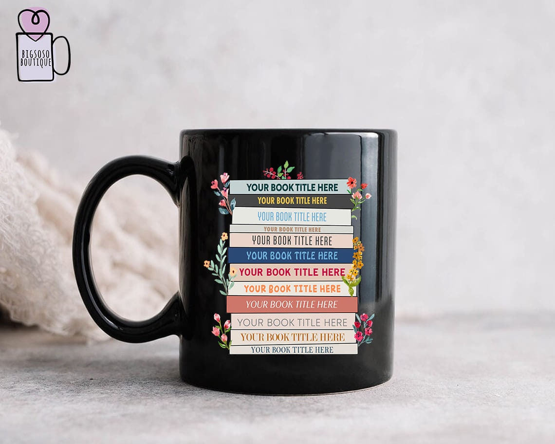 Custom Favorites Bookshelf Mug, Custom Book Art Mug, Librarian Mug, Custom Reader Shirt, Book Lover Gift